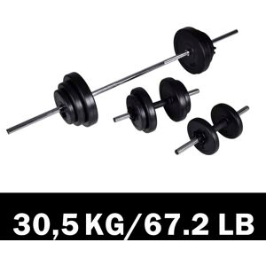 vidaXL Langhantel +2 Kurzhantelset 30,5kg