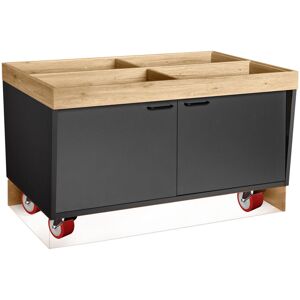 VEGA Buffettisch Valinta Inselelement groß fahrbar mit Türen; 140x81x93.2 cm (BxHxT); anthrazit/eiche; rechteckig