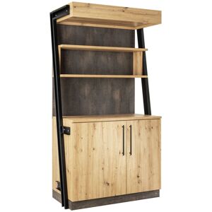 VEGA Servierstation Baristo Industrial mit Drehtüren; 118x61x216 cm (BxTxH); wildeiche, Griff schwarz