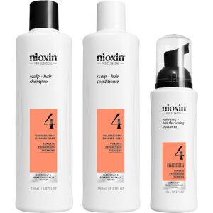 Nioxin SYSTEM 4 Coloriertes, sichtbar dünner werdendes Haar Colored Hair Progressed Thinning3-Step-System Set Scalp + Hair Shampoo 150 ml + Scalp + Hair Conditioner 150 ml + Scalp Care + Hair Thickening Treatment 40 ml