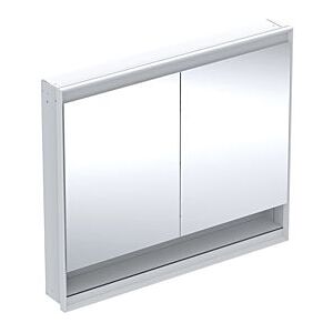 Geberit One Spiegelschrank 505824002 105 x 90 x 15 cm, weiß/Aluminium pulverbeschichtet, mit Nische und ComfortLight, 2 Türen
