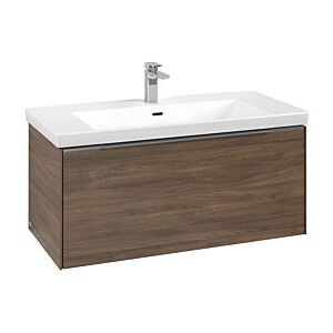 Villeroy und Boch Subway 3.0 Waschtisch-Unterschrank C569L0VH 97,3x42,9x47,8cm, mit LED/Griff Aluminium glänzend, arizona oak