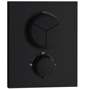 Herzbach Deep Black Fertigmontageset 23.803055.2.12 für 3 Verbraucher, Unterputz, Thermostat, schwarz matt