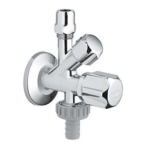 Grohe WAS-Kombi-Eckventil 22033000 3/8" x 3/8" x 3/4", chrom, Wandrosette, nicht selbstklebend