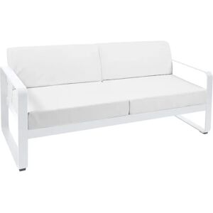 Fermob Bellevie 2-Sitzer Sofa mit grauweißem Kissen baumwollweiß