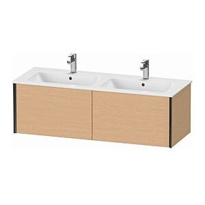 Duravit XViu Waschtisch-Unterschrank XV40290B212 128x48x40cm, 2 Auszüge, wandhängend, schwarz matt, eiche gebürstet
