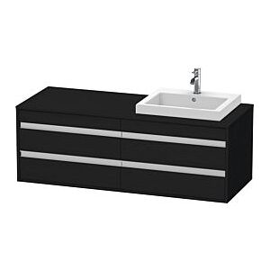 Duravit Ketho Waschtisch-Unterschrank KT6757R1616 140x55x49,6cm, für Einbauwaschtisch, 4 Schubkästen, Ausschnitt rechts, Eiche schwarz