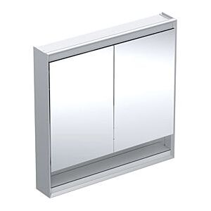 Geberit One Spiegelschrank 505833001 90 x 90 x 15cm, Aluminium eloxiert, mit Nische und ComfortLight, 2 Türen
