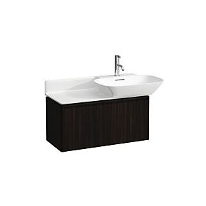 LAUFEN BASE für INO Waschtischunterschrank H4030031102631 77x36cm, 1 Schublade, Griffleiste Aluminium schwarz, Ulme dunkel
