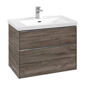 Villeroy und Boch Subway 3.0 Waschtisch-Unterschrank C574L0RK 77,2x57,6x47,8cm, mit LED/Griff Aluminium glänzend, stone oak