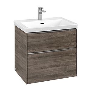 Villeroy und Boch Subway 3.0 Waschtisch-Unterschrank C576L0RK 62,2x57,6x47,8cm, mit LED/Griff Aluminium glänzend, stone oak