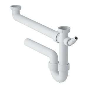 Geberit Rohrbogensiphon 152597111 11/2" x 40mm, für 2 Spülbecken, Abgang horizontal, extralang, weiß