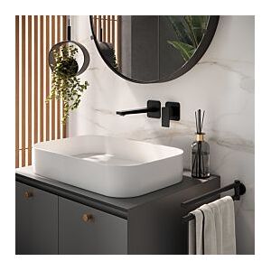 Herzbach Deep Black Fertigmontageset 36.220957.1.12 Auslauflänge 240 mm, Waschtisch-Unterputz-Armatur, schwarz matt