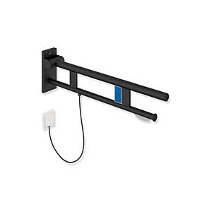 Hewi System 900 Stützklappgriff 900.50.12660DC Ausladung 700 mm, Edelstahl pulverbeschichtet schwarz tiefmatt, links