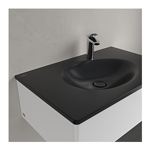 Villeroy und Boch Antao Schrankwaschtisch 4A7581R7 80x50cm, eckig, 1 Hahnloch, ohne Überlauf, pure black C-plus