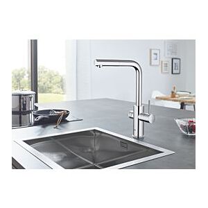 Grohe Blue Home Starter Kit Küchenarmatur 31539000 Chrom, L-Auslauf, ausziehbar