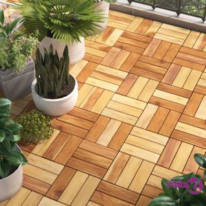 vidaXL Decking Tiles 30 pcs 30x30 cm Solid Wood Teak