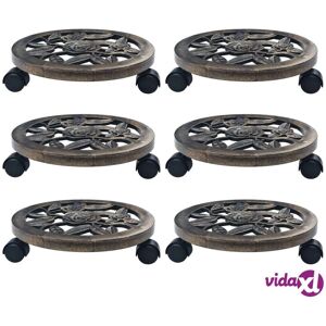 vidaXL Plant Trolleys 6 pcs Bronze 30 cm Plastic