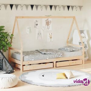 vidaXL Kids Bed Frame with Drawers 90x190 cm Solid Wood Pine