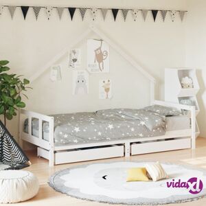 vidaXL Kids Bed Frame with Drawers White 90x190 cm Solid Wood Pine