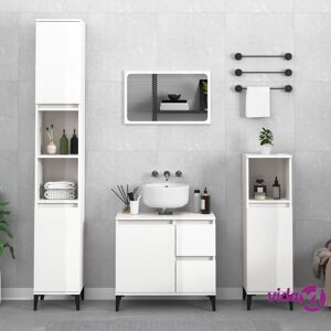 vidaXL Bathroom Cabinet High Gloss White 30x30x100 cm Engineered Wood