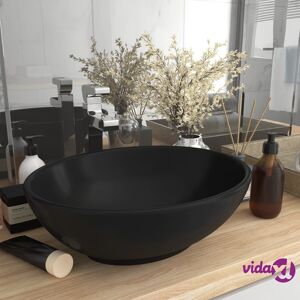 vidaXL Luxury Basin Oval-shaped Matt Black 40x33 cm Ceramic