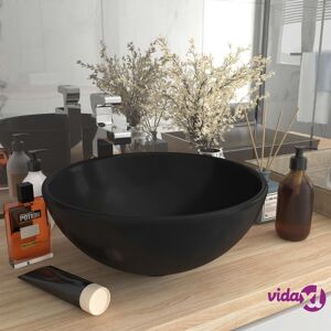 vidaXL Luxury Bathroom Basin Round Matt Black 32.5x14 cm Ceramic