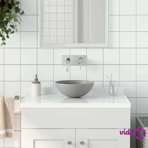 vidaXL Bathroom Sink Ceramic Light Grey Round