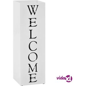 vidaXL Umbrella Stand Welcome Steel White