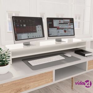 vidaXL Monitor Stand High Gloss White 100x24x13 cm Engineered Wood