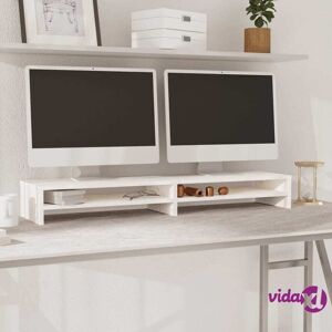 vidaXL Monitor Stand White 100x24x13 cm Solid Wood Pine