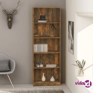 vidaXL 5-Tier Book Cabinet Smoked Oak 60x24x175 cm Engineered Wood