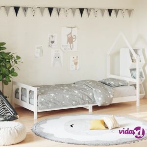 vidaXL Kids Bed Frame White 92x187 cm Single Solid Wood Pine