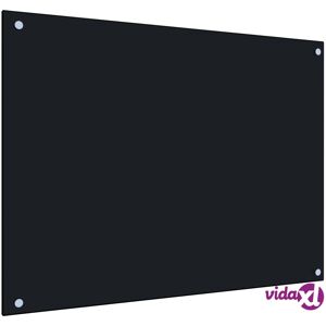 vidaXL Kitchen Backsplash Black 80x60 cm Tempered Glass