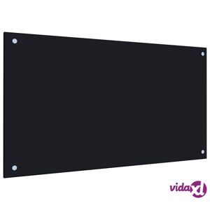 vidaXL Kitchen Backsplash Black 90x50 cm Tempered Glass