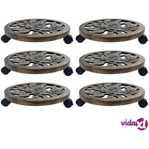 vidaXL Plant Trolleys 6 pcs Bronze 38 cm Plastic