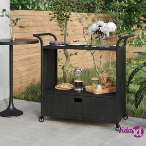 vidaXL Bar Cart with Drawer Black 100x45x97 cm Poly Rattan