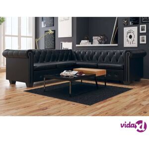 vidaXL Chesterfield Corner Sofa 5-Seater Artificial Leather Black