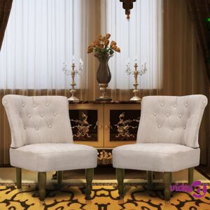 vidaXL French Chairs 2 pcs Cream Fabric