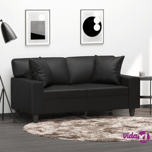 vidaXL 2-Seater Sofa with Throw Pillows Black 120 cm Faux Leather