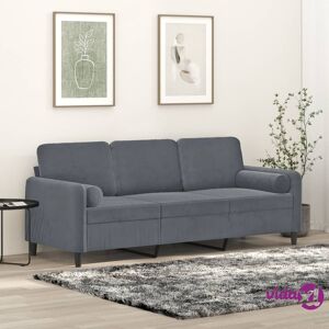 vidaXL 3-Seater Sofa with Throw Pillows Dark Grey 180 cm Velvet