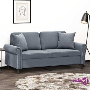 vidaXL 2-Seater Sofa with Throw Pillows Dark Grey 140 cm Velvet