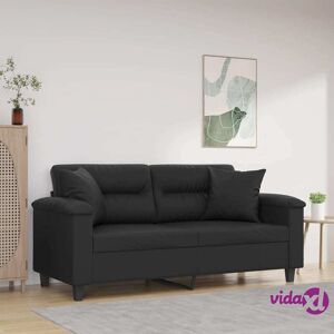 vidaXL 2-Seater Sofa with Throw Pillows Black 140 cm Faux Leather