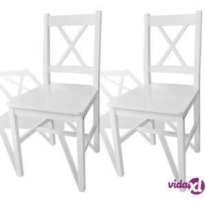 vidaXL Dining Chairs 2 pcs White Pinewood