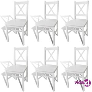 vidaXL Dining Chairs 6 pcs White Pinewood