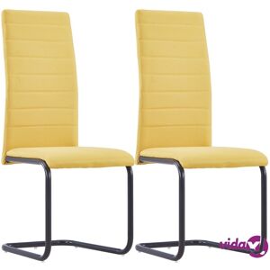 vidaXL Cantilever Dining Chairs 2 pcs Yellow Fabric