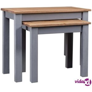 vidaXL Nesting Tables 2 pcs Grey Solid Pine Wood Panama Range