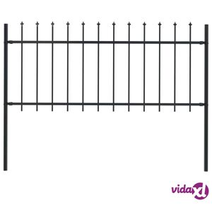 vidaXL Garden Fence with Spear Top Steel 1.7 m Black