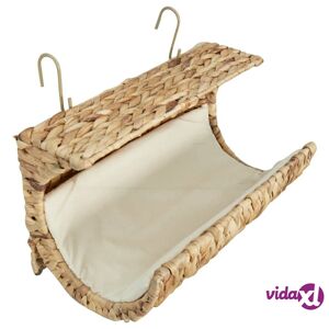 vidaXL Cat Bed with Cushion Water Hyacinth 35x18x18 cm