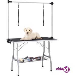 vidaXL Adjustable Dog Grooming Table with 2 Loops and Basket